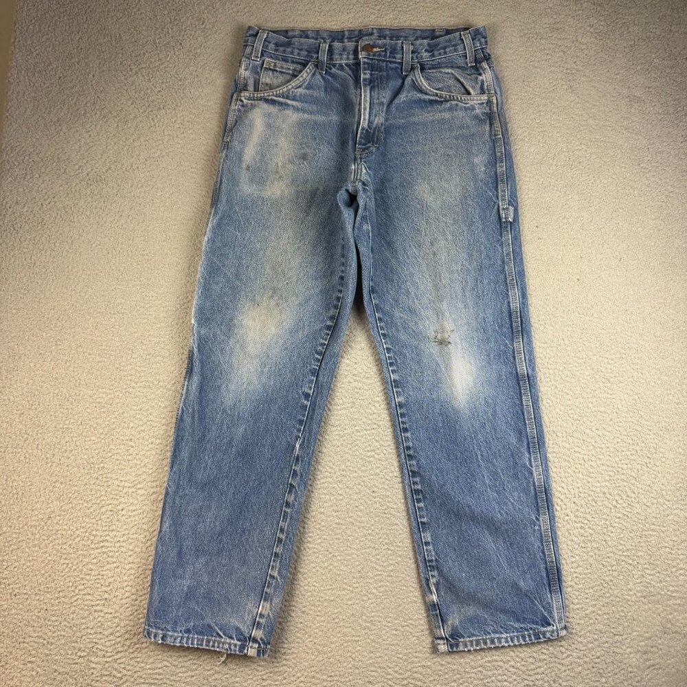 Dickies Workwear Jeans Mens 34x32 Blue Regular Fit Utility Fade Distressed Denim